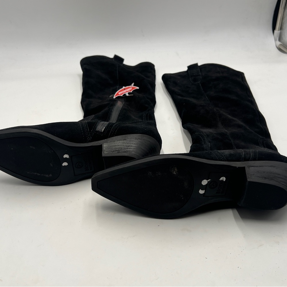Blondo Black Heeled Boots with Suede Finish Waterproof - Picture 3 of 5
